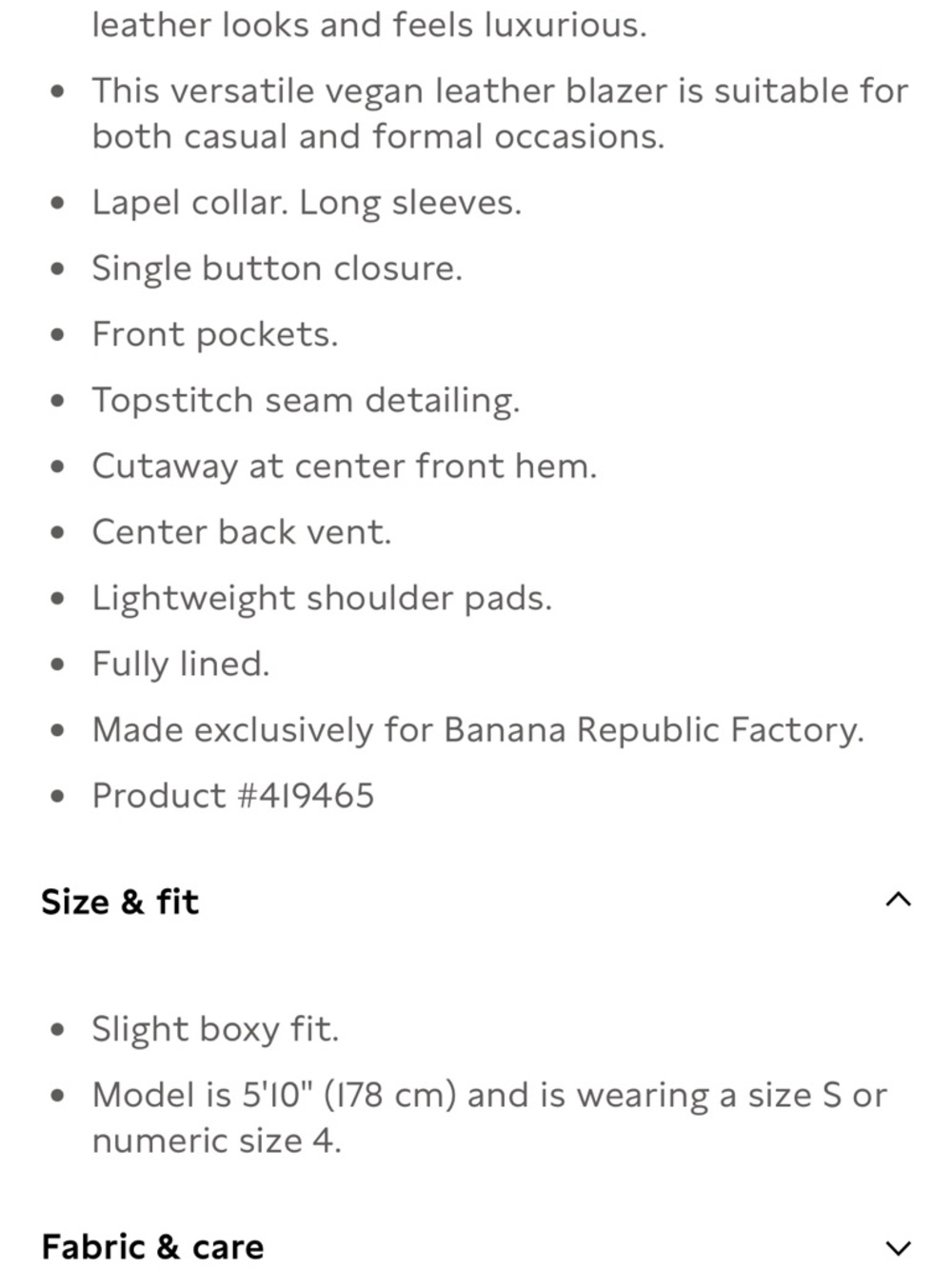 Banana Republic Black Faux Leather Blazer - Picture 5 of 6
